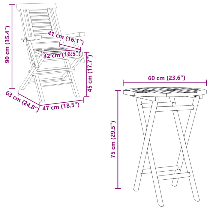 Set de grădină 3 buc. Maro Lemn Teak Solid WALTI