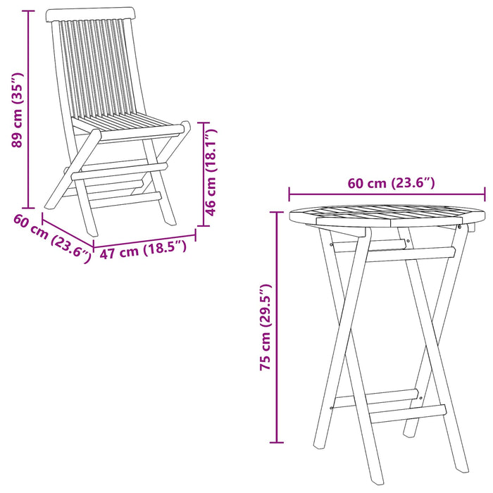 Set de grădină 5 buc. Maro Lemn Teak Solid WALTI