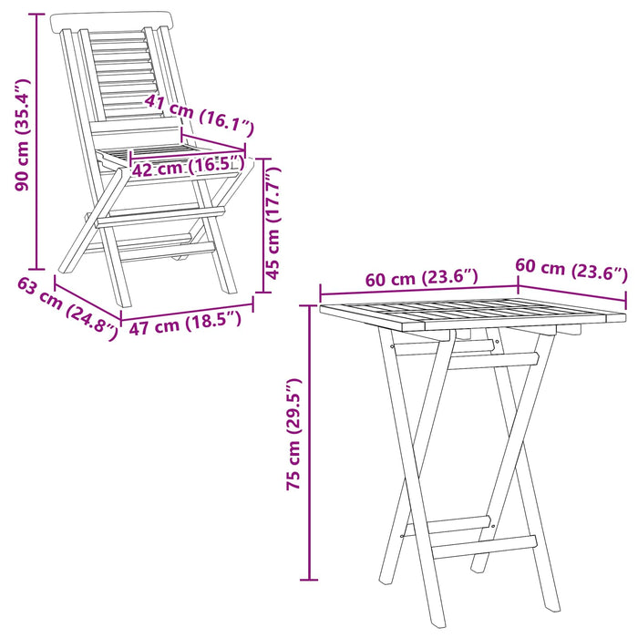 Set de grădină 3 buc. Maro Lemn Teak Solid WALTI