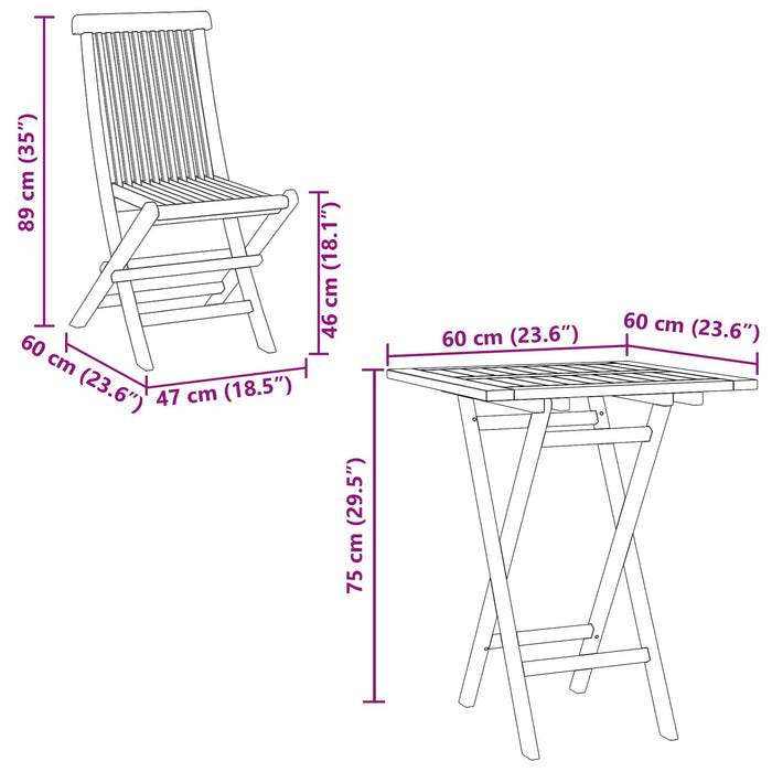 Set de grădină pliabil pentru servit masa 5 pcs natural WALTI