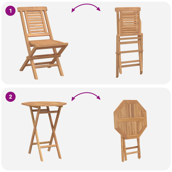 Set de grădină 3 buc. Maro Lemn Teak Solid WALTI