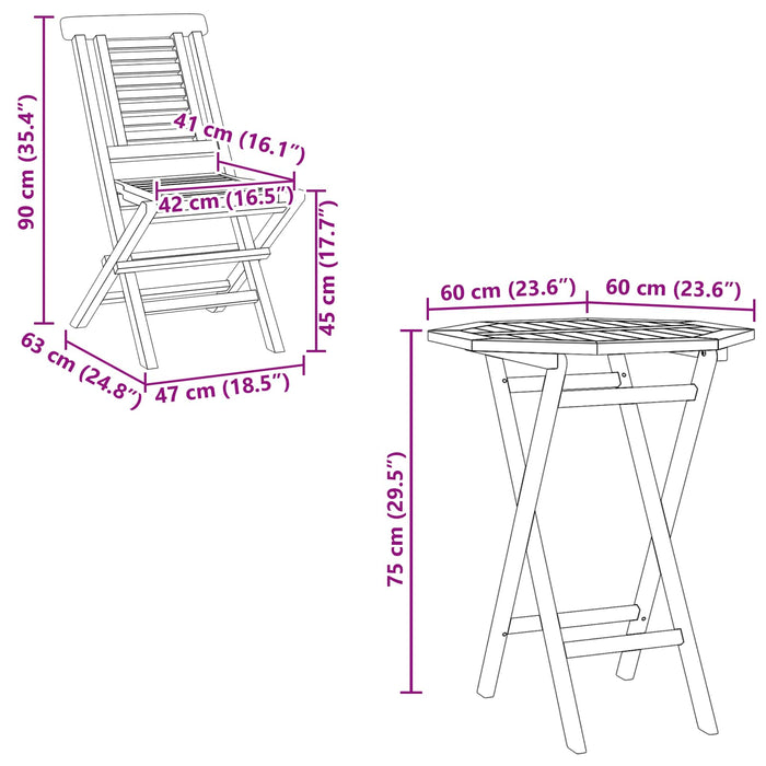 Set de grădină 3 buc. Maro Lemn Teak Solid WALTI