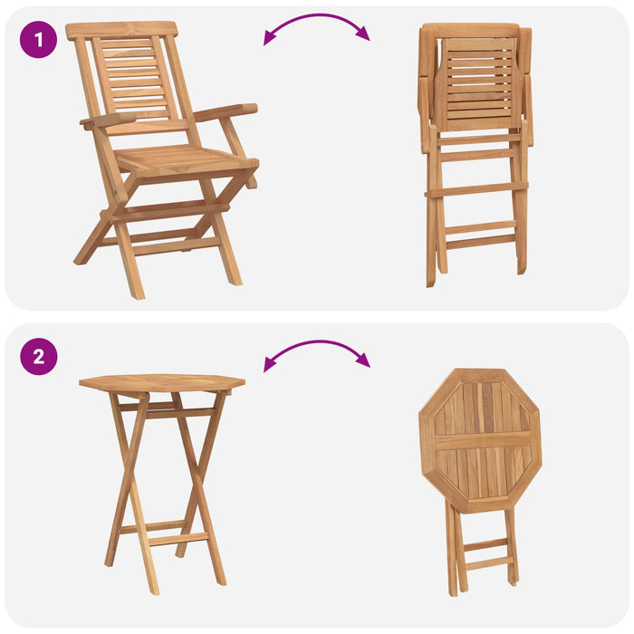 Set de grădină 3 buc. Maro Lemn Teak Solid WALTI