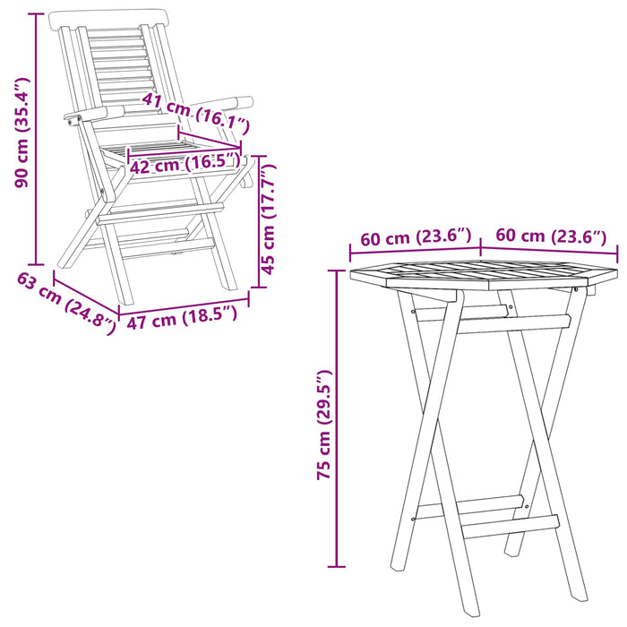 Set de grădină 3 buc. Maro Lemn Teak Solid WALTI