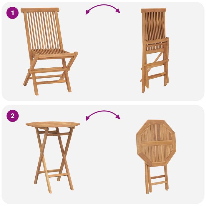 Set de grădină 5 buc. Maro Lemn Teak Solid WALTI