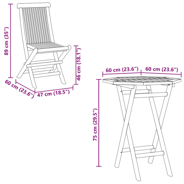 Set de grădină 5 buc. Maro Lemn Teak Solid WALTI