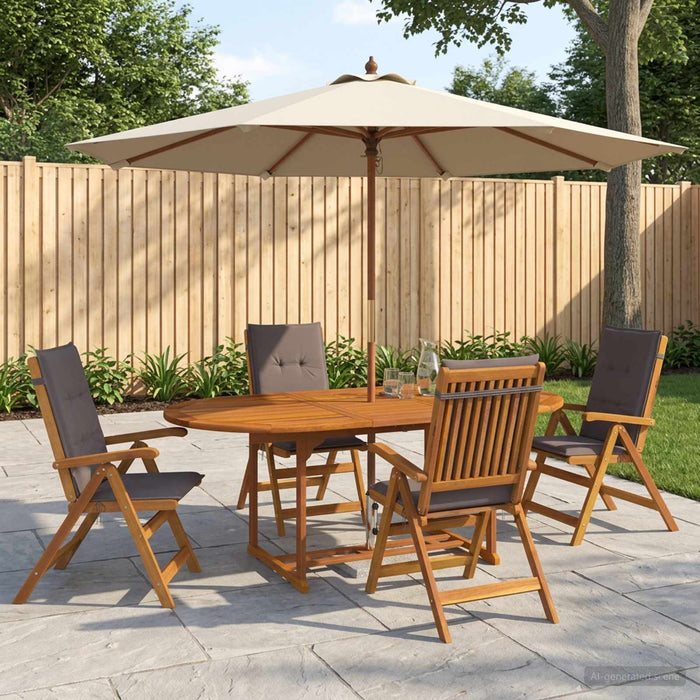 Set de dining pentru grădină cu 5 piese natural WALTI