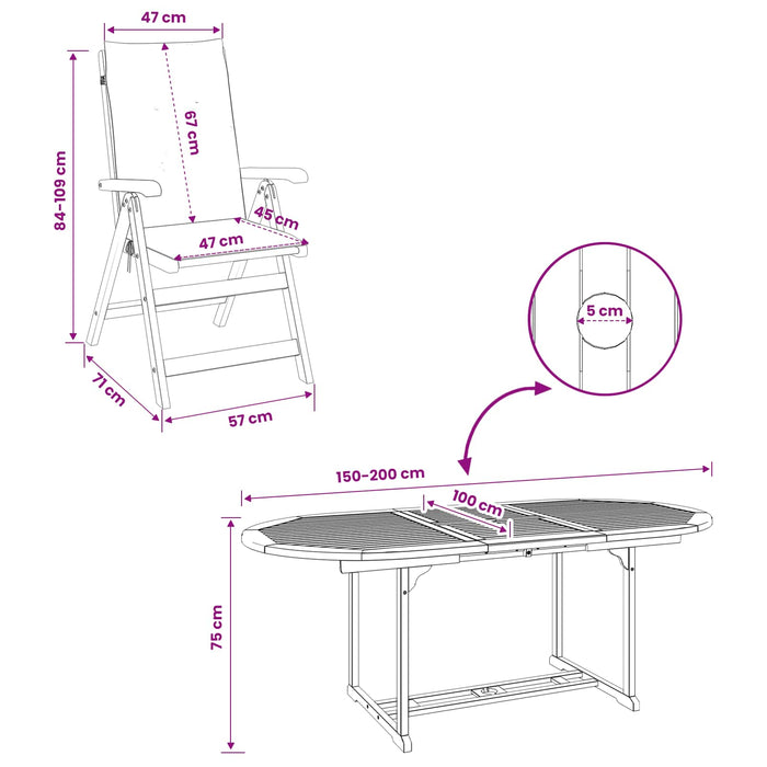 Set de dining pentru grădină cu 5 piese natural WALTI