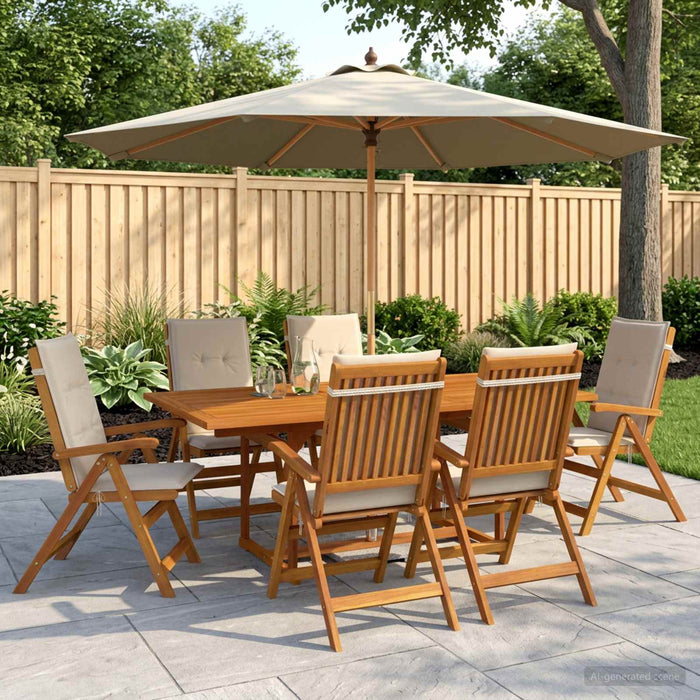 Set de dining pentru grădină, 7 piese natural WALTI