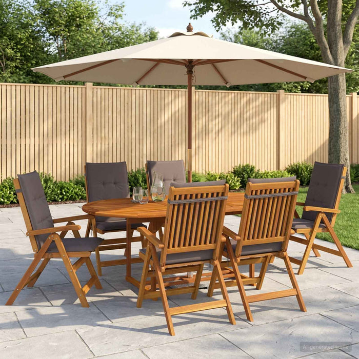 Set de dining pentru grădină, 7 piese natural WALTI