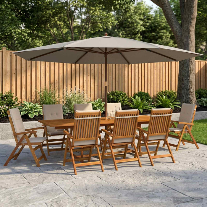 Set de dining pentru grădină, 9 piese natural WALTI