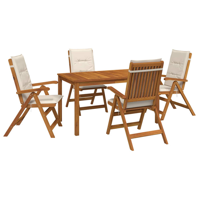5-Piece Garden Dining Set natural Lemn Solid de Acacia - WALTI WALTI