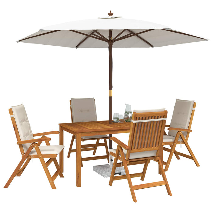 5-Piece Garden Dining Set natural Lemn Solid de Acacia - WALTI WALTI