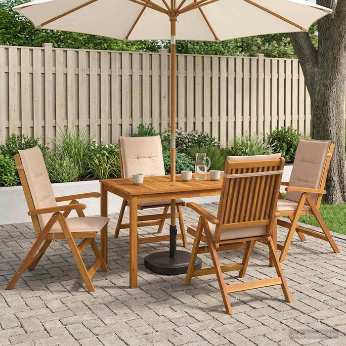 5-Piece Garden Dining Set natural Lemn Solid de Acacia - WALTI WALTI