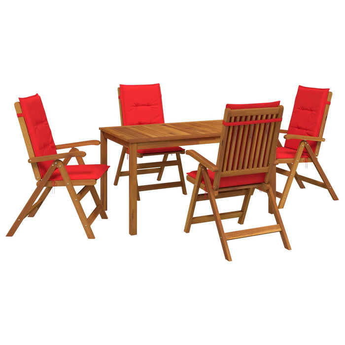 5-Piece Garden Dining Set natural Lemn Solid de Acacia - WALTI WALTI
