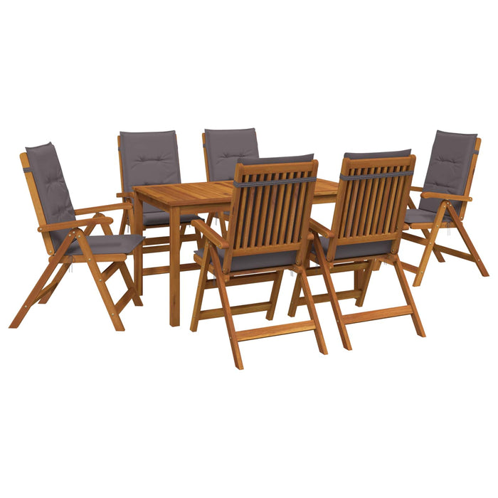 7-Piece Garden Dining Set natural Lemn Solid de Acacia - WALTI WALTI