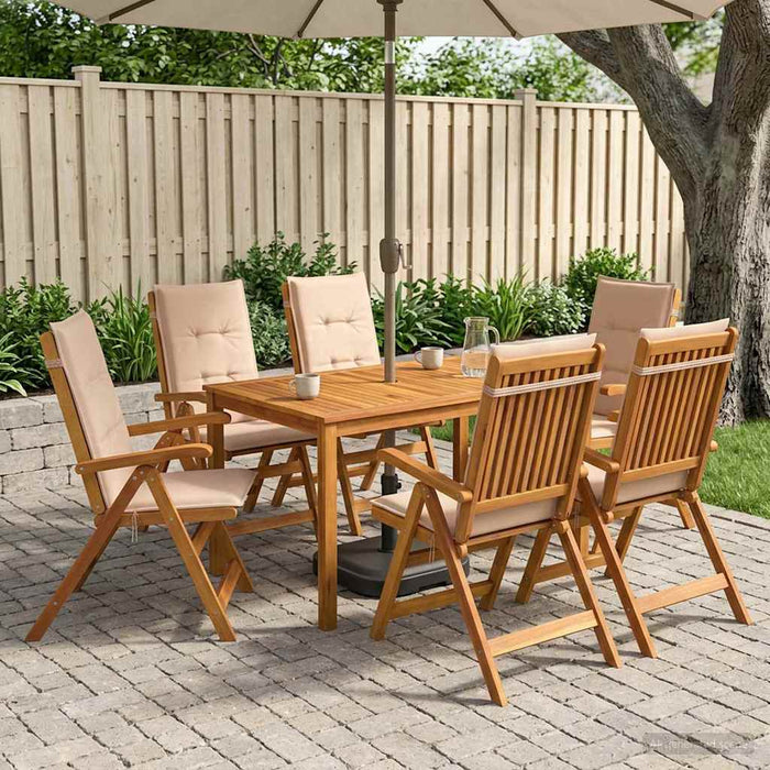 7-Piece Garden Dining Set natural Lemn Solid de Acacia - WALTI WALTI
