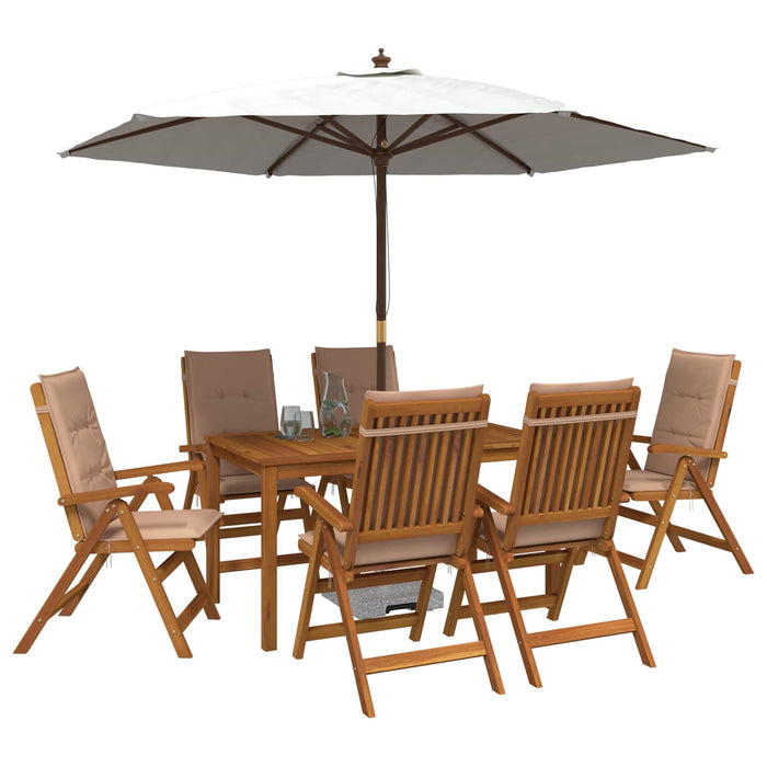 7-Piece Garden Dining Set natural Lemn Solid de Acacia - WALTI WALTI