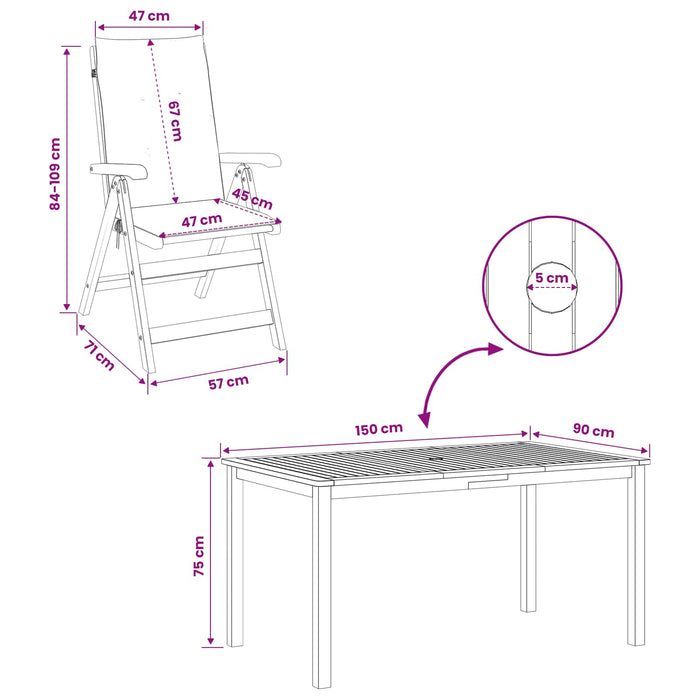 Set de dining pentru grădină cu 5 piese natural WALTI