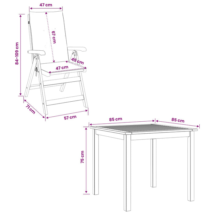 Set de dining pentru grădină, 3 piese natural - WALTI WALTI