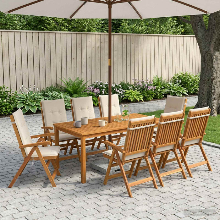 Set de dining pentru grădină, 9 piese 9 buc. natural WALTI