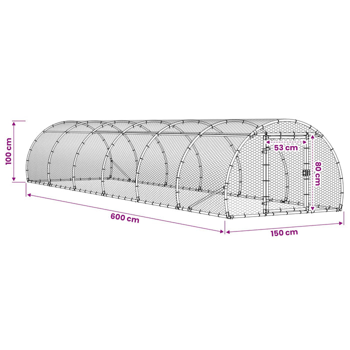 Căsuță pentru pui Argintiu 600 x 150 x 100 cm Oțel Galvanizat WALTI