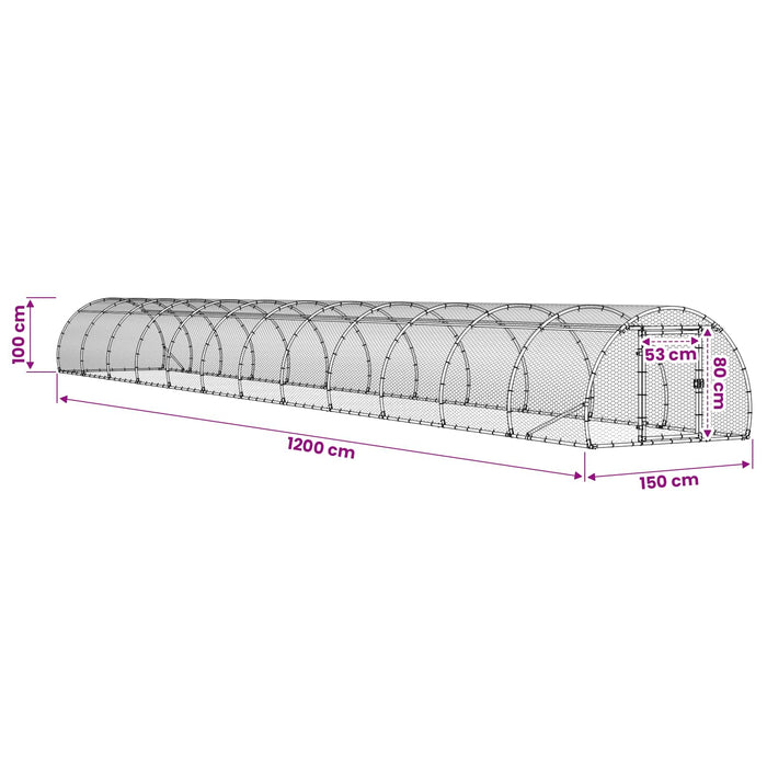 Căsuță pentru pui Argintiu 1200 x 150 x 100 cm Oțel Galvanizat WALTI