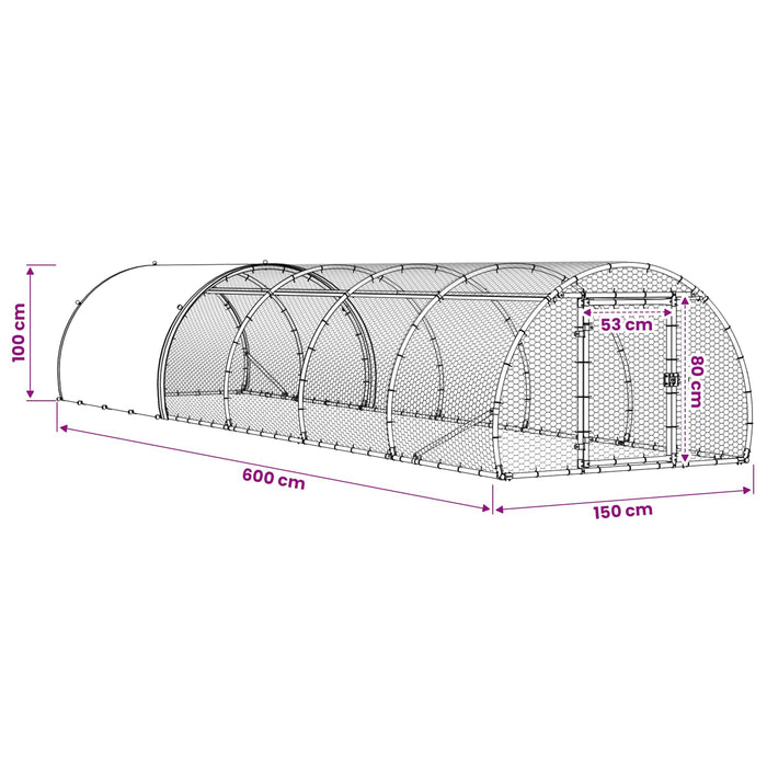 Căsuță pentru pui Argintiu 600 x 150 x 100 cm Oțel Galvanizat WALTI