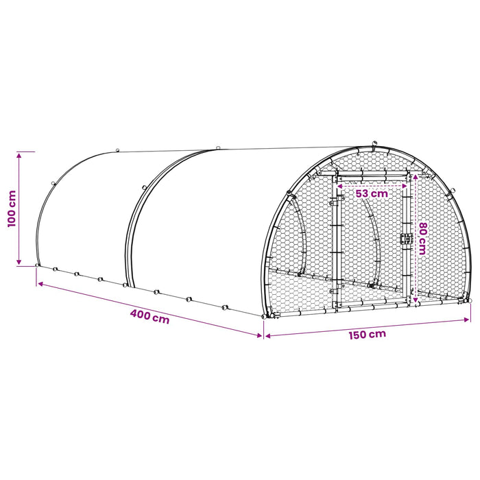Căsuță pentru pui Argintiu 400 x 150 x 100 cm Oțel Galvanizat WALTI