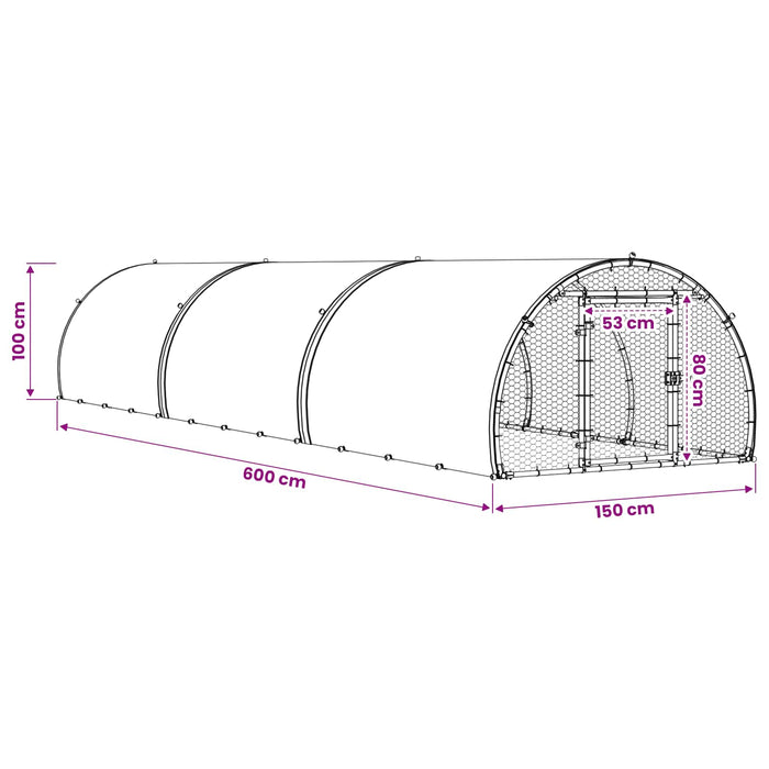 Căsuță pentru pui Argintiu 600 x 150 x 100 cm Oțel Galvanizat WALTI