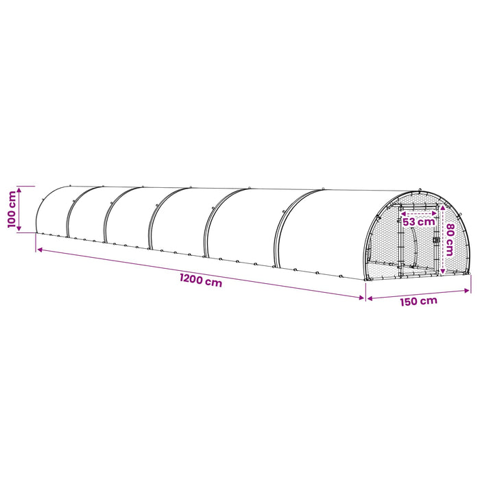 Căsuță pentru pui Argintiu 1200 x 150 x 100 cm Oțel Galvanizat WALTI
