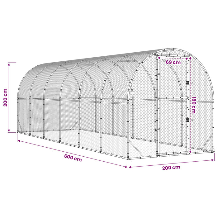 Căsuță pentru pui Argintiu 600 x 200 x 200 cm Oțel Galvanizat WALTI