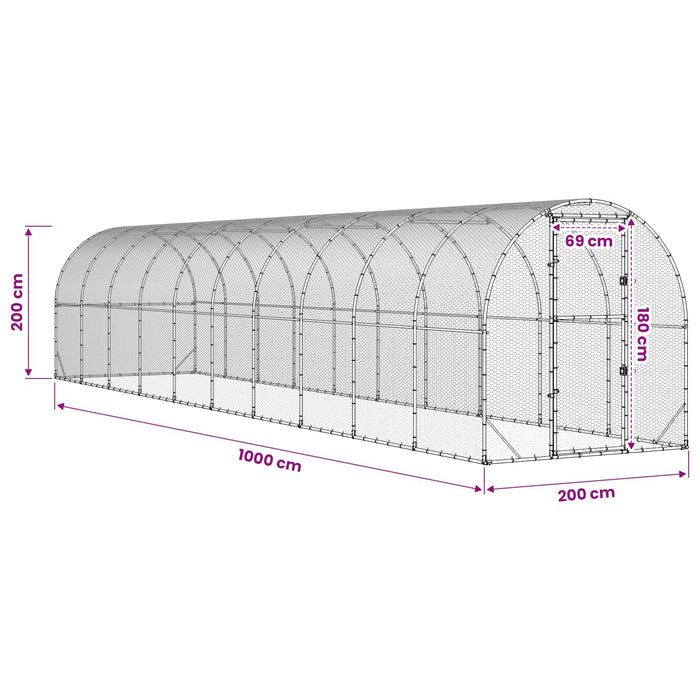 Căsuță pentru pui Argintiu 1000 x 200 x 200 cm Oțel Galvanizat WALTI