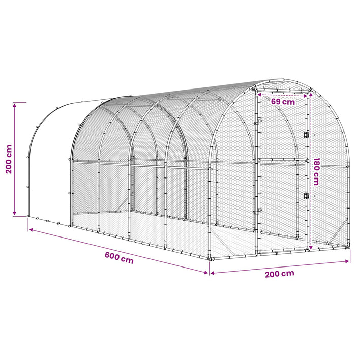 Căsuță pentru pui Argintiu 600 x 200 x 200 cm Oțel Galvanizat WALTI