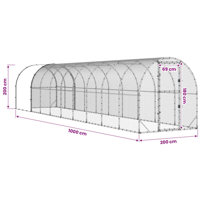 Căsuță pentru pui Argintiu 1000 x 200 x 200 cm Oțel Galvanizat WALTI