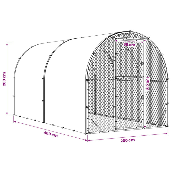 Căsuță pentru pui Argintiu 400 x 200 x 200 cm Oțel Galvanizat WALTI