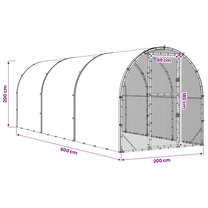 Căsuță pentru pui Argintiu 600 x 200 x 200 cm Oțel Galvanizat WALTI