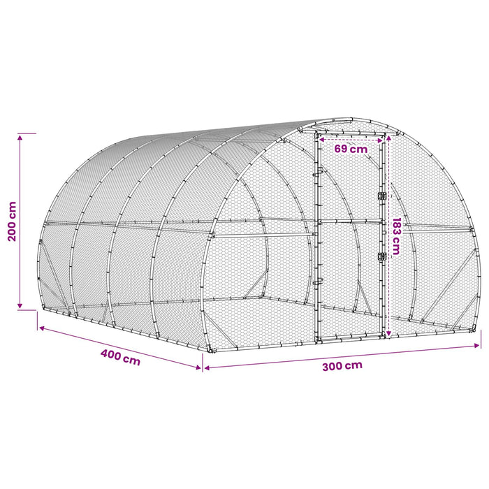 Căsuță pentru pui Argintiu 400 x 300 x 200 cm Oțel Galvanizat WALTI