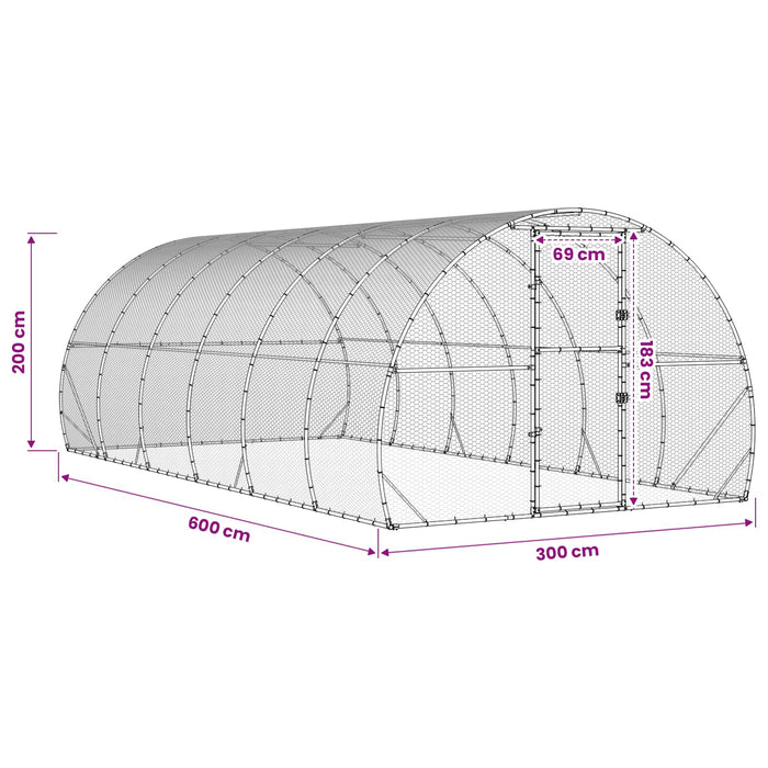 Căsuță pentru pui Argintiu 600 x 300 x 200 cm Oțel Galvanizat WALTI