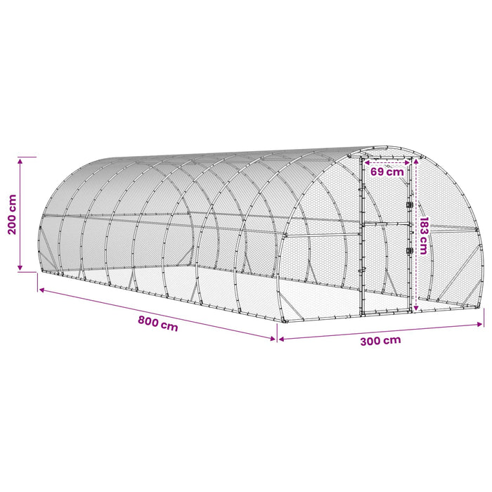 Căsuță pentru pui Argintiu 800 x 300 x 200 cm Oțel Galvanizat WALTI