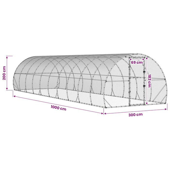 Căsuță pentru pui Argintiu 1000 x 300 x 200 cm Oțel Galvanizat WALTI