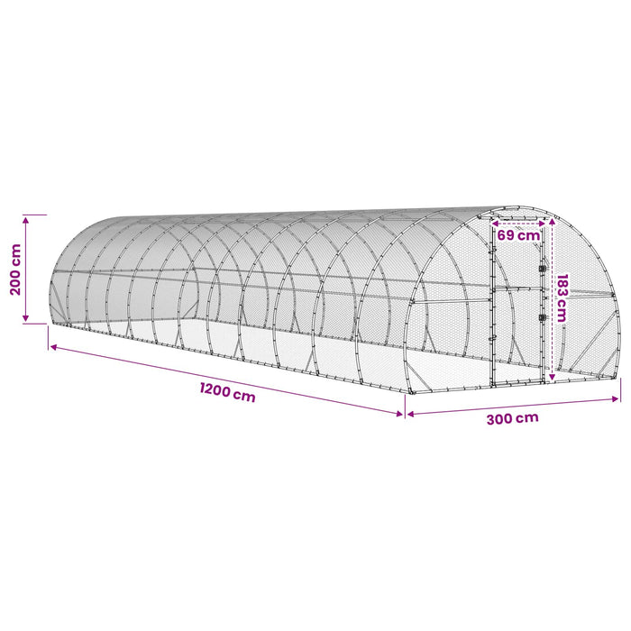 Căsuță pentru pui Argintiu 1200 x 300 x 200 cm Oțel Galvanizat WALTI