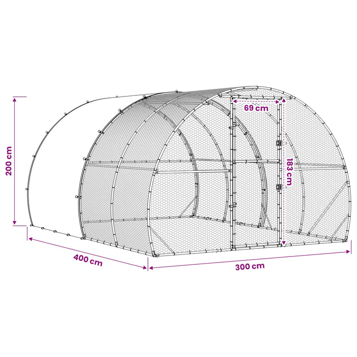 Căsuță pentru pui Argintiu 400 x 300 x 200 cm Oțel Galvanizat WALTI