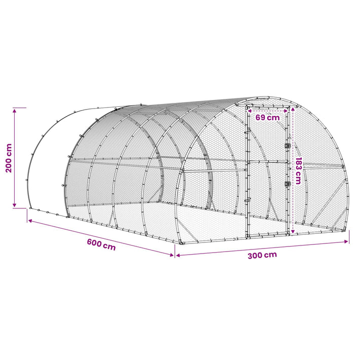 Căsuță pentru pui Argintiu 600 x 300 x 200 cm Oțel Galvanizat WALTI