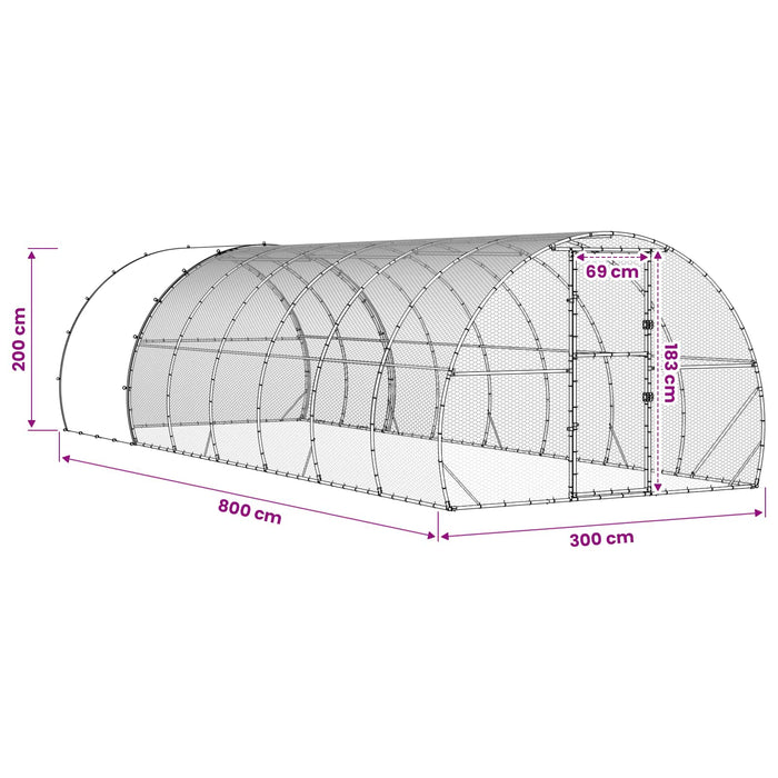 Căsuță pentru pui Argintiu 800 x 300 x 200 cm Oțel Galvanizat WALTI
