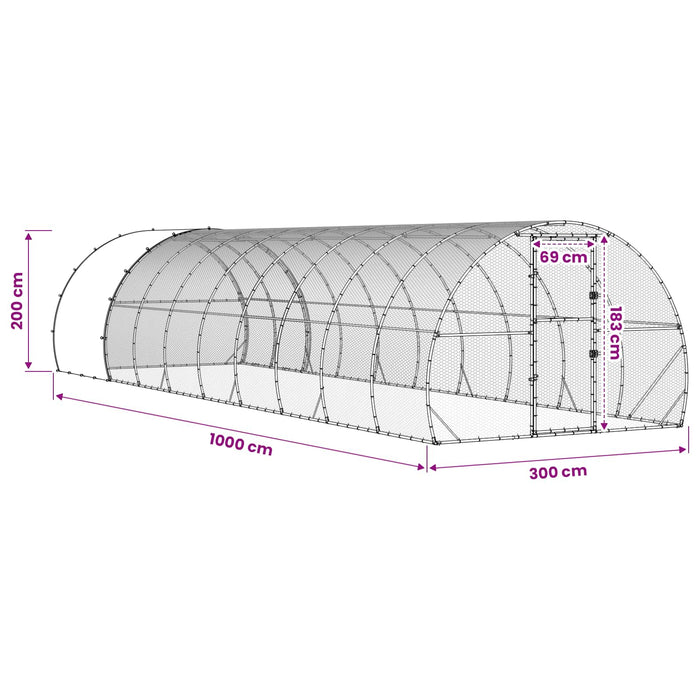 Căsuță pentru pui Argintiu 1000 x 300 x 200 cm Oțel Galvanizat WALTI