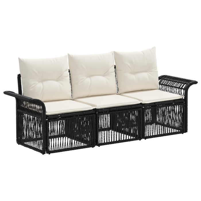 Set de canapele pentru grădină 3 pcs Negru poliratan WALTI