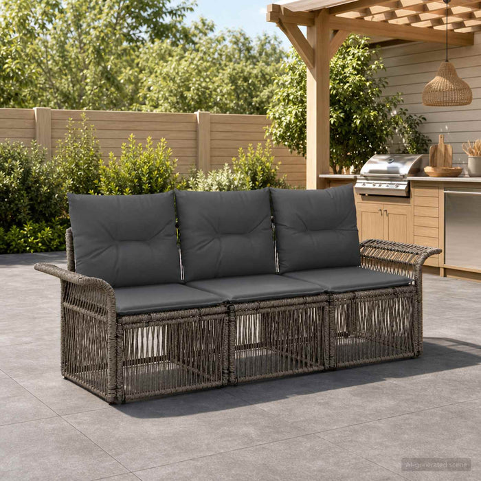 Set de canapele pentru grădină 3 pcs Gri poliratan - WALTI WALTI