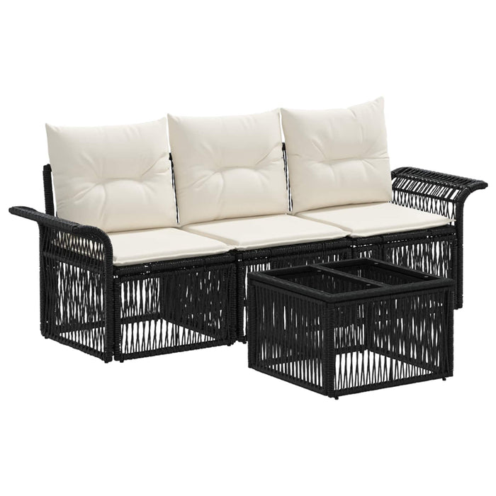 Set de canapele pentru grădină 4 pcs Negru poliratan - WALTI WALTI