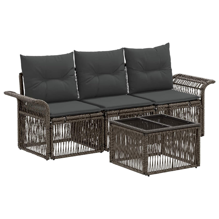 Set de canapele pentru grădină 4 pcs Gri poliratan - WALTI WALTI